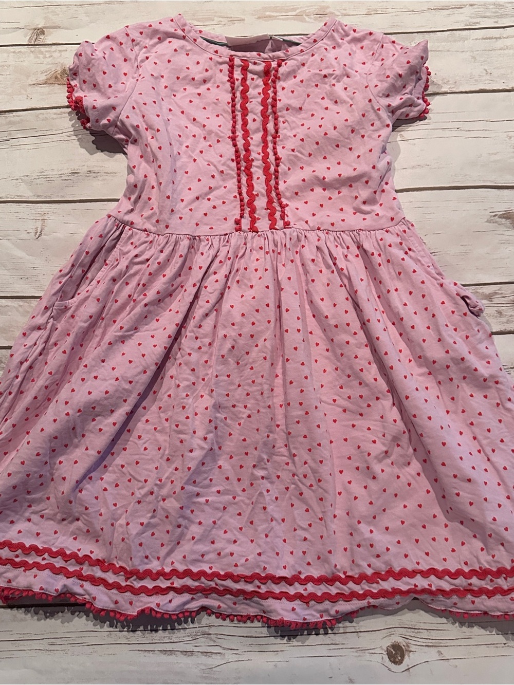 Mini Boden pink heart dress vguc, size 9-10Y